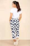 White Plus Size Italian Dotted Print Drawstring Cotton Joggers For Women 16 - Dropwear