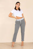 Dogtooth Black Plus Size Italian Dogtooth Print Drawstring Cotton Joggers For Women 16 - Dropwear