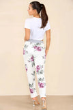 Blue Plus Size Italian Floral Print Drawstring Cotton Joggers - Pink & Blue For Women 22 - Dropwear