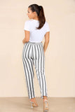 Denim Blue Plus Size Italian Striped Print Drawstring Cotton Joggers For Women 18 - Dropwear