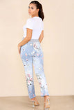 Light Blue Plus Sise Italian Floral Print Drawstring Cotton Joggers For Women 20 - Dropwear