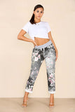 Blue Plus Sise Italian Floral Print Drawstring Cotton Joggers For Women 18 - Dropwear