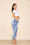 Pista Plus Size Italian Floral Print Drawstring Baby Pink Cotton Joggers For Women 16 - Dropwear