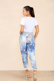 Pista Plus Sise Italian Floral Print Drawstring Cotton Joggers For Women 18 - Dropwear