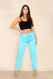 Sky Blue Italian Glitter Drawstring Waistband Magic Pants For Women 10 - Dropwear