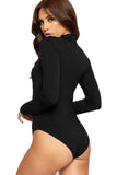 Brown Unity Solid Stand Collar turtleneck Bodysuits For Women 12-14 - Dropwear