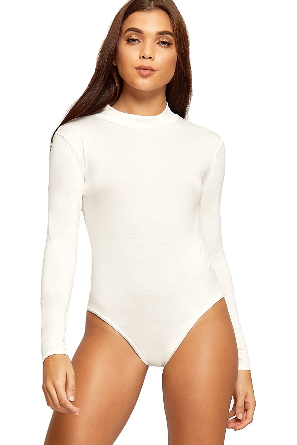 Purple Unity Solid Stand Collar turtleneck Bodysuits For Women 12-14 - Dropwear