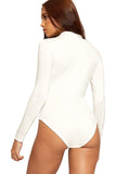 Royal Blue Unity Solid Stand Collar turtleneck Bodysuits For Women 8-10 - Dropwear