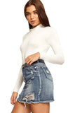 Royal Blue Unity Solid Stand Collar turtleneck Bodysuits For Women 12-14 - Dropwear