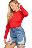 Unity Solid Stand Collar turtleneck Bodysuits For Women  - Dropwear