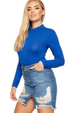 Unity Solid Stand Collar turtleneck Bodysuits For Women  - Dropwear