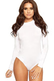 Unity Solid Stand Collar turtleneck Bodysuits For Women  - Dropwear