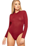 Unity Solid Stand Collar turtleneck Bodysuits For Women  - Dropwear