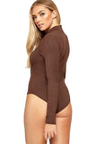 White Unity Solid Stand Collar turtleneck Bodysuits For Women 8-10 - Dropwear
