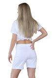 White Women Button Shorts For Women 16 - Dropwear