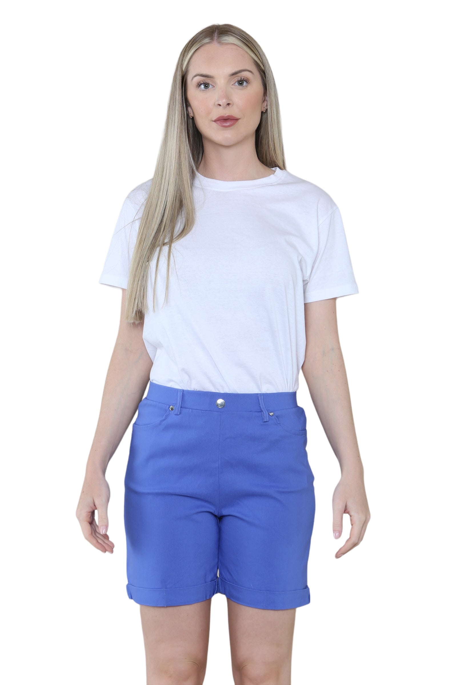 Royal Blue Women Button Shorts For Women 14 - Dropwear