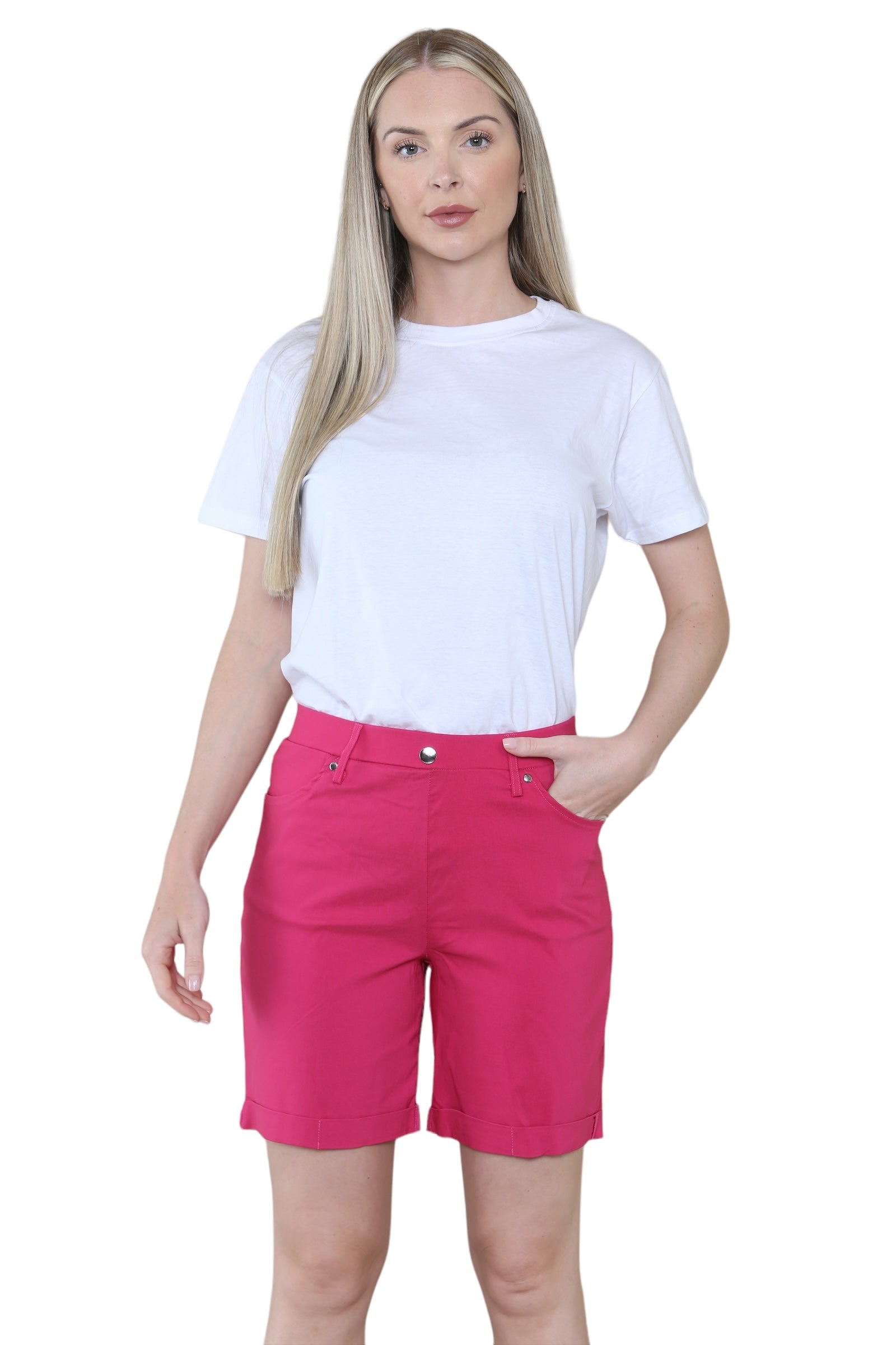 White Women Button Shorts For Women 10 - Dropwear