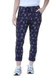 Navy Printed Magic Trousers 2 Side Pockets and Drawstring Stretchy Soft Casual Jogger Pants For Women 12 - Dropwear