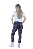 Navy Printed Magic Trousers 2 Side Pockets and Drawstring Stretchy Soft Casual Jogger Pants For Women 8 - Dropwear