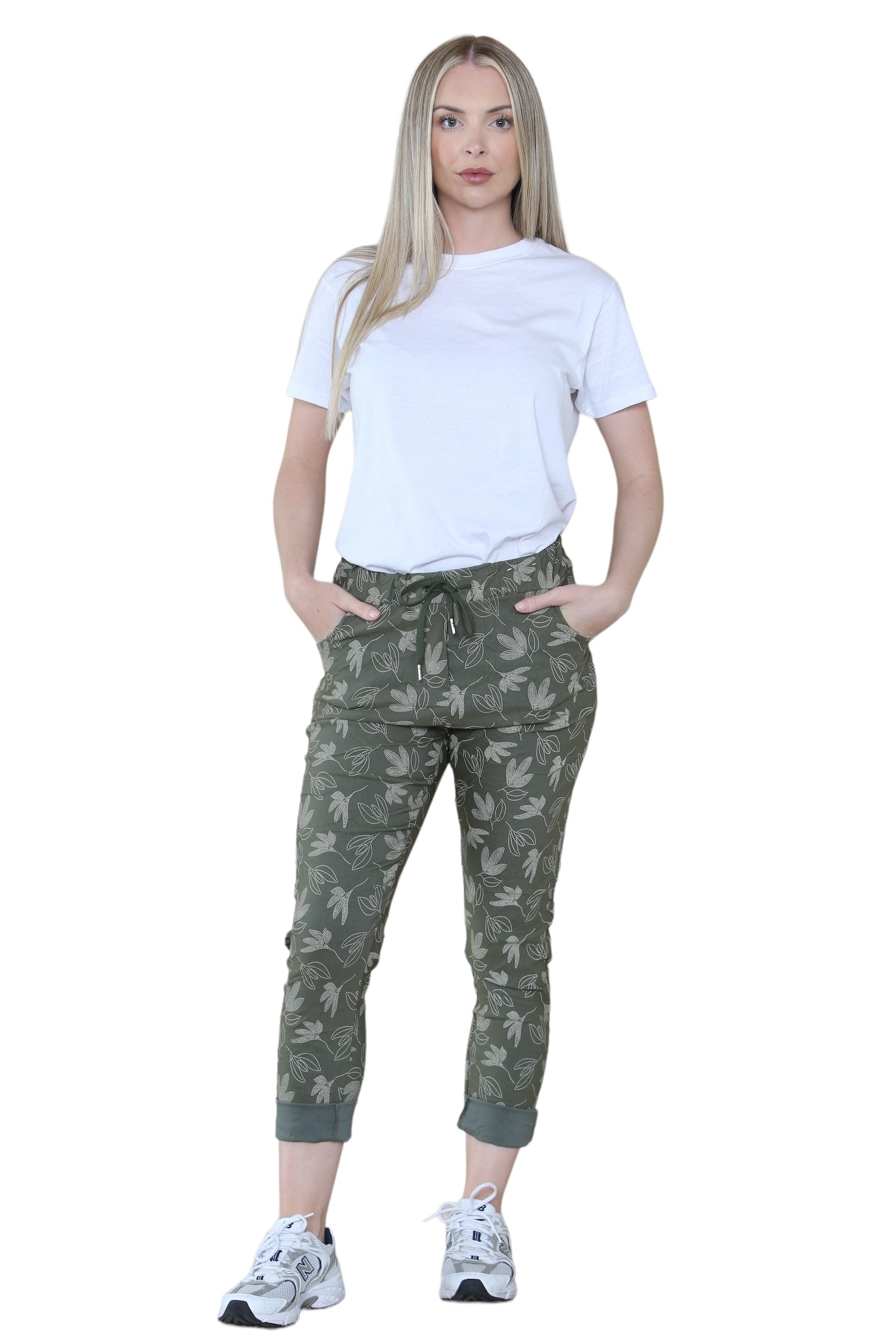 Stone Printed Magic Trousers 2 Side Pockets and Drawstring Stretchy Soft Casual Jogger Pants For Women 10 - Dropwear
