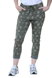 Navy Printed Magic Trousers 2 Side Pockets and Drawstring Stretchy Soft Casual Jogger Pants For Women 14 - Dropwear