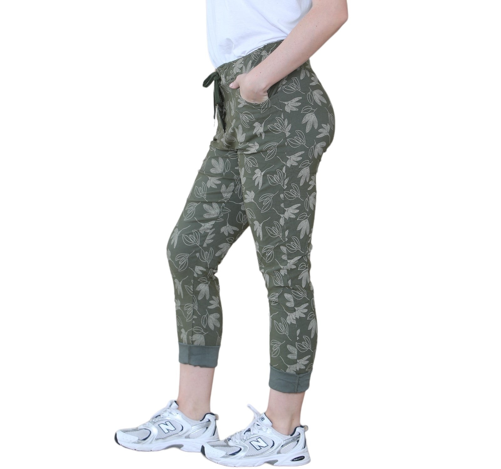 Stone Printed Magic Trousers 2 Side Pockets and Drawstring Stretchy Soft Casual Jogger Pants For Women 18 - Dropwear