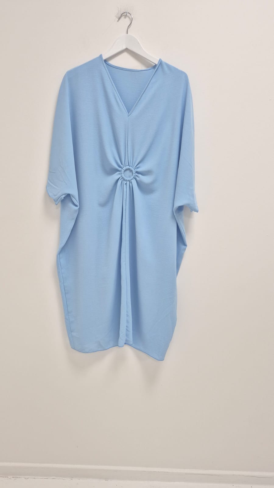 Italian Oversized V Neck Ring Detail Kaftan Dress For Women  - Dropwear