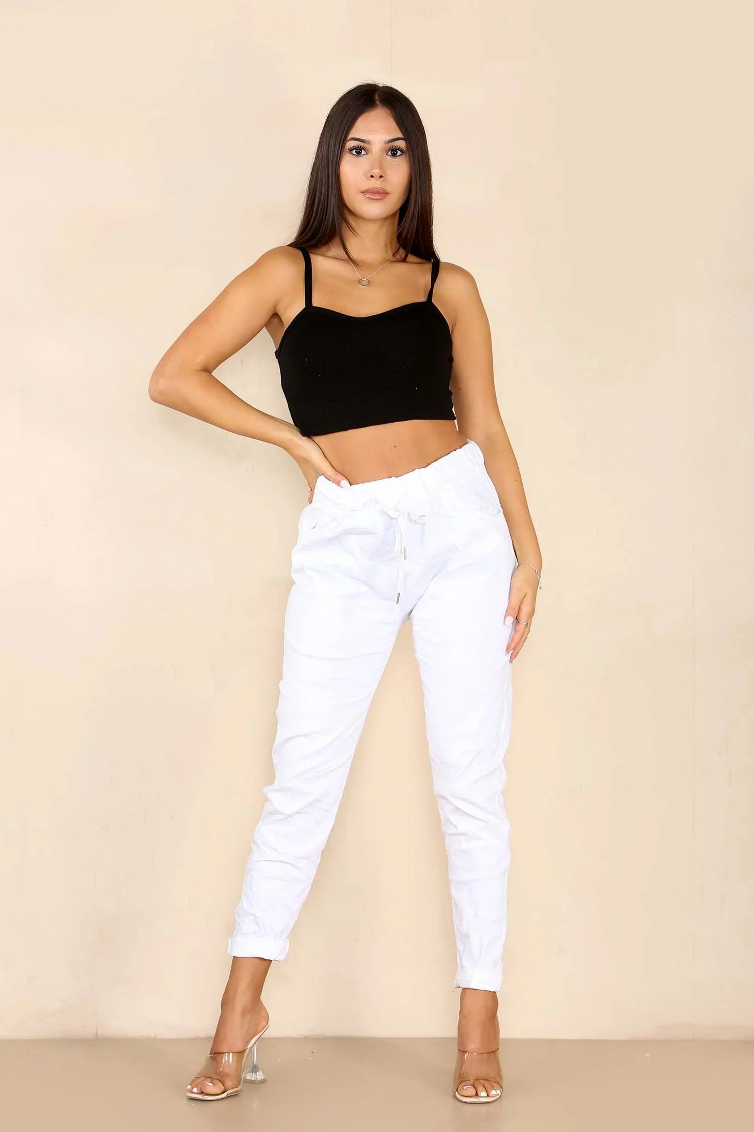 Stone Italian Glitter Drawstring Waistband Magic Pants For Women 10 - Dropwear