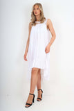 Italian Lace Neckline Dipped Hem Dress For Women  - Dropwear