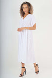 Italian Drawestring Front Flared Linen Dress For Women  - Dropwear