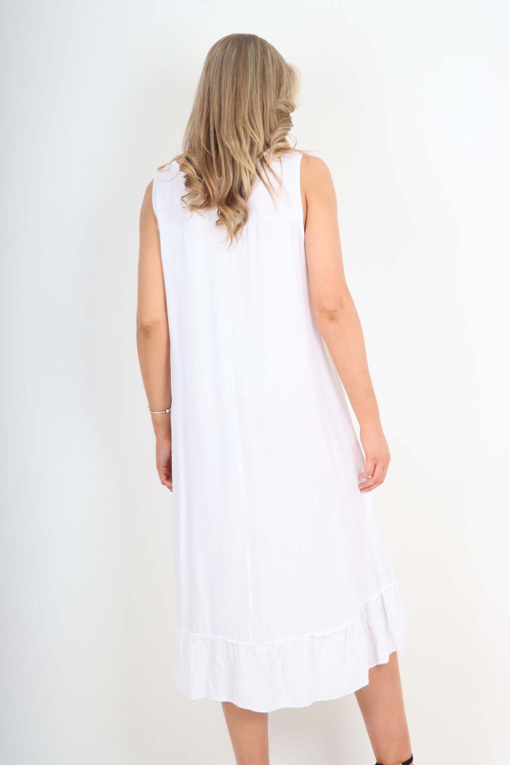 Italian Lace Neckline Dipped Hem Dress For Women  - Dropwear