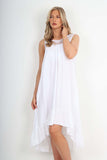 Italian Lace Neckline Dipped Hem Dress For Women  - Dropwear