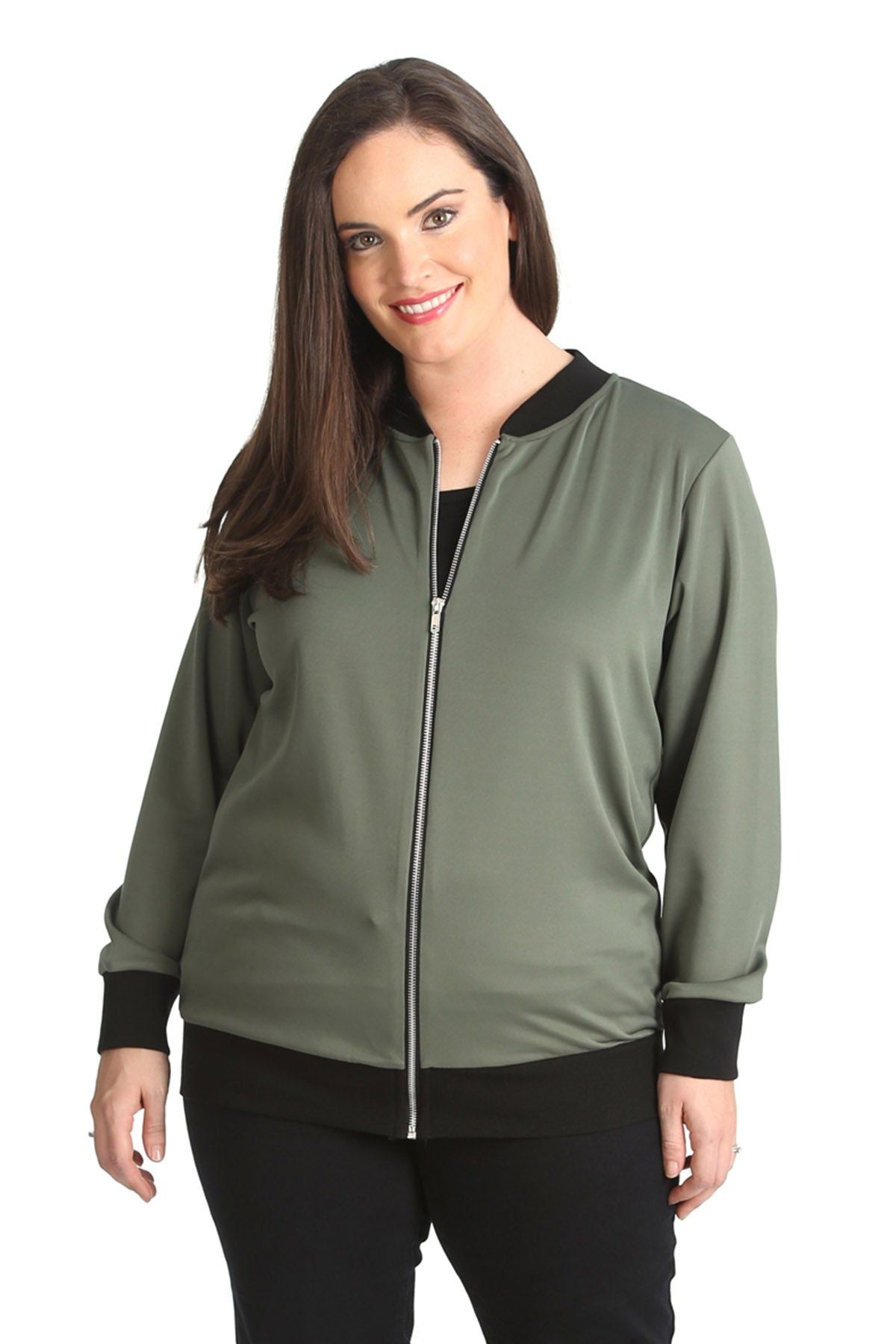 Light Blue Plain Bomber Jacket Sleeve Top For Women 20 - Dropwear