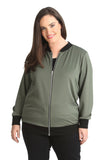 Light Blue Plain Bomber Jacket Sleeve Top For Women 20 - Dropwear
