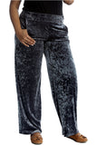 Grey Velour Velvet Wide Flared Leg Pocket Palazzo For Women 12-14 - Dropwear