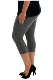 Black Plus Size 3/4 Length Cropped Leggings For Women 28-30 - Dropwear