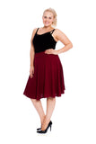 Navy Blue Flared Elastic Waist Skater Skirt For Women 22-24 - Dropwear