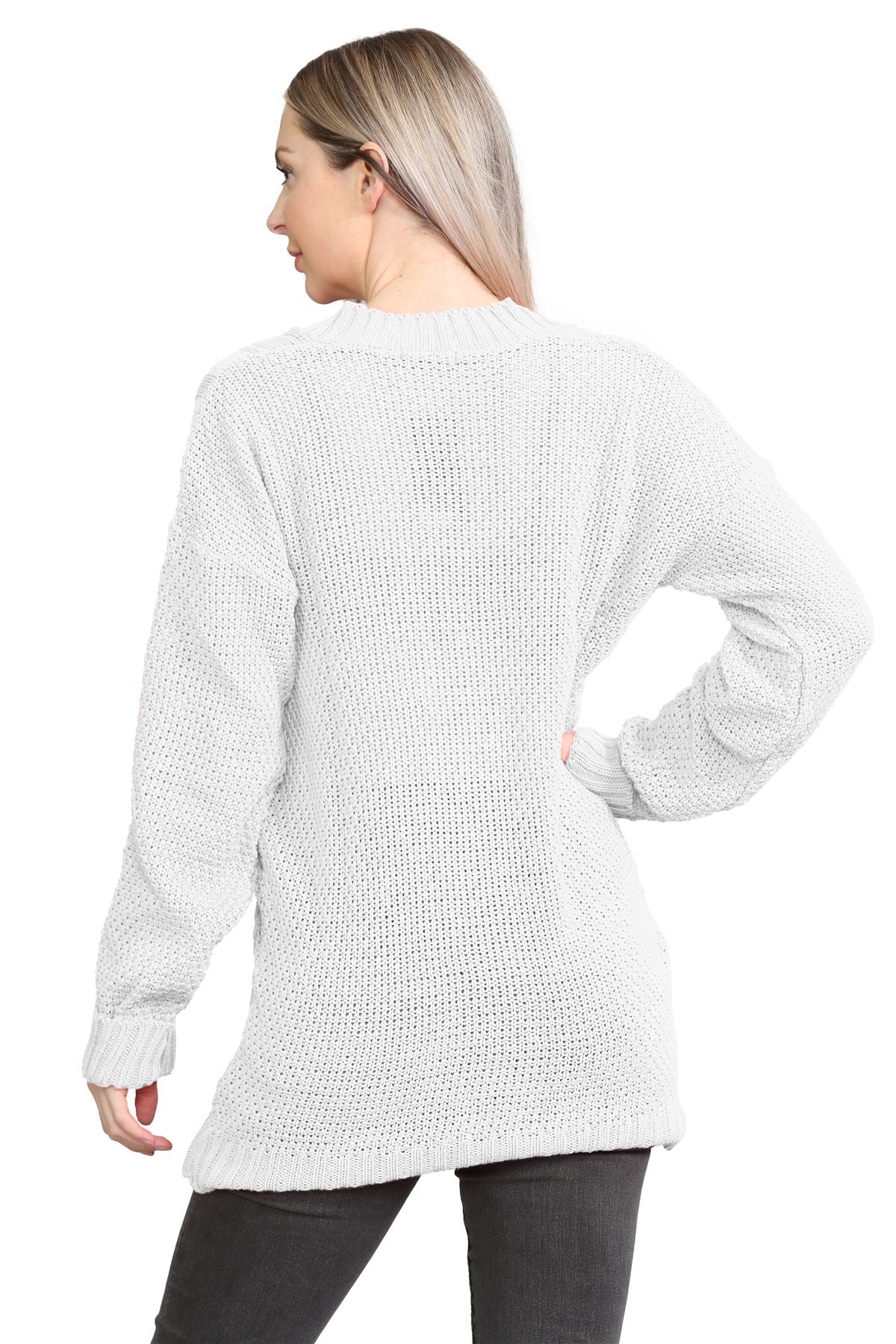 Charcoal Cable Knitted Button Cardigan For Women 8-10 - Dropwear