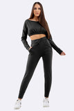 Black Co-Ord 2 Piece Loungewear Suit Set For Women 16-18 - Dropwear