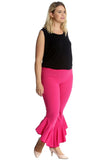 Cerise Plus Size Frill Asymmetric Hem Plain Trousers For Women 20-22 - Dropwear