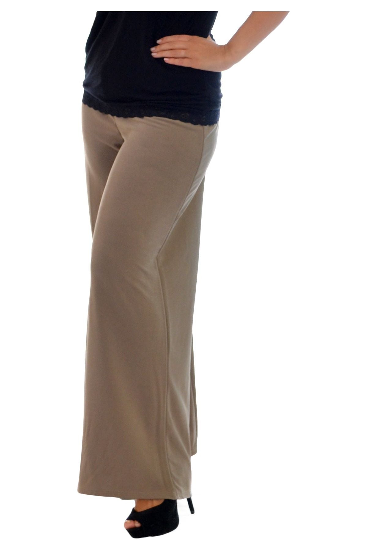 Cerise Wide Leg Flared Plain Palazzo Trouser For Women 8-10 - Dropwear