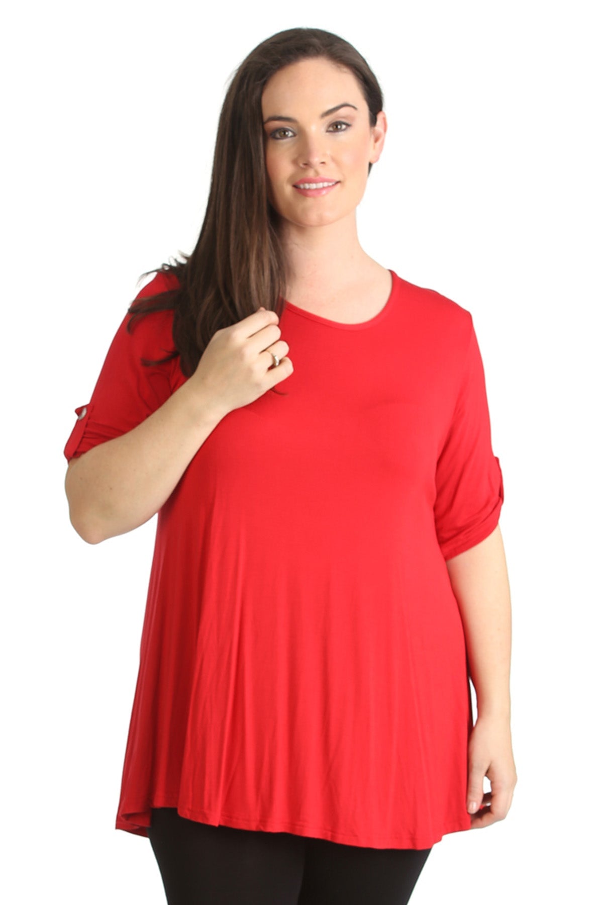 Purple Womens Scoop Neck Flared Ladies Plain Tops For Women 14 - Dropwear