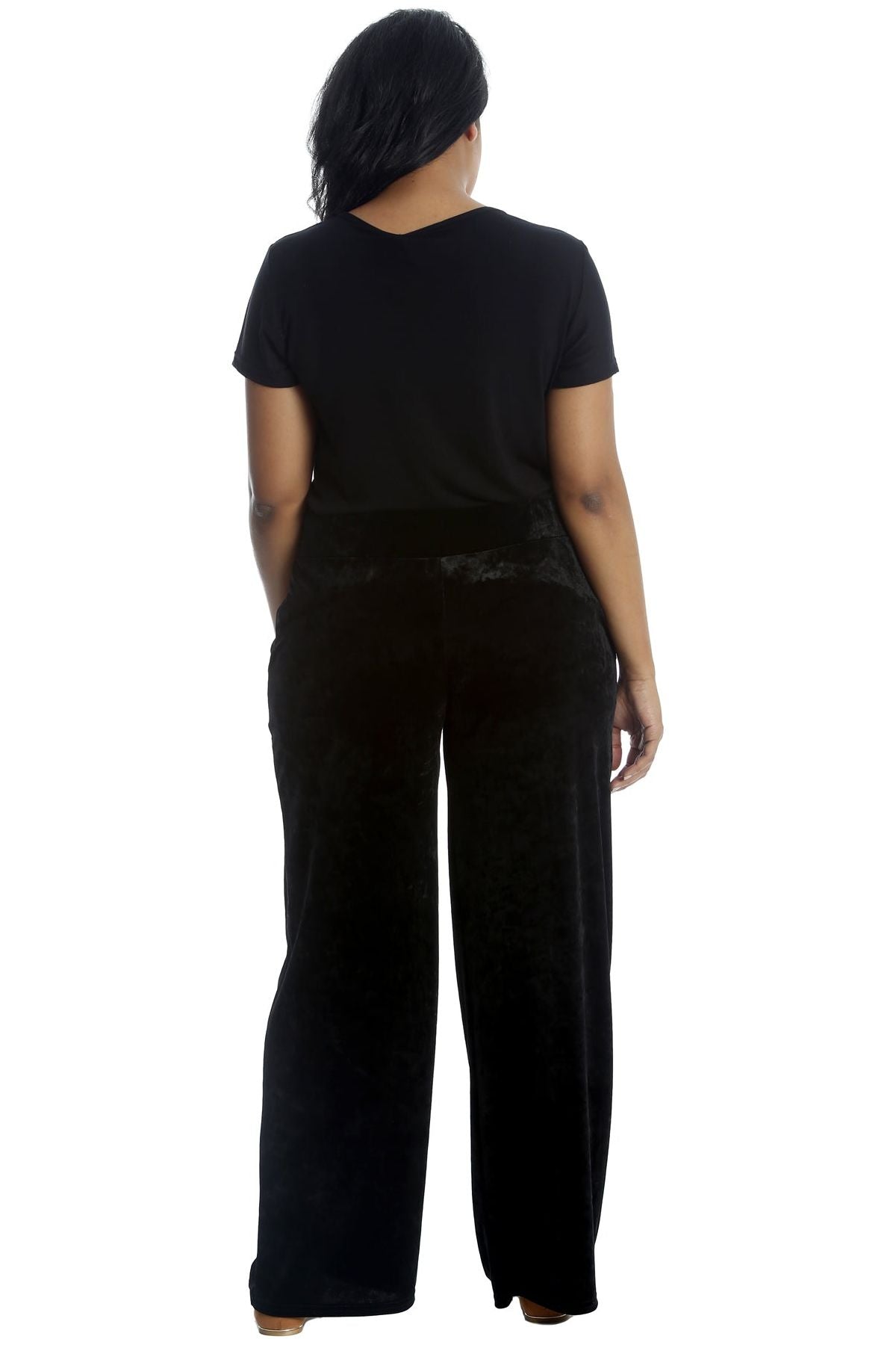 Royal Blue Velour Velvet Wide Flared Leg Pocket Palazzo For Women 8-10 - Dropwear
