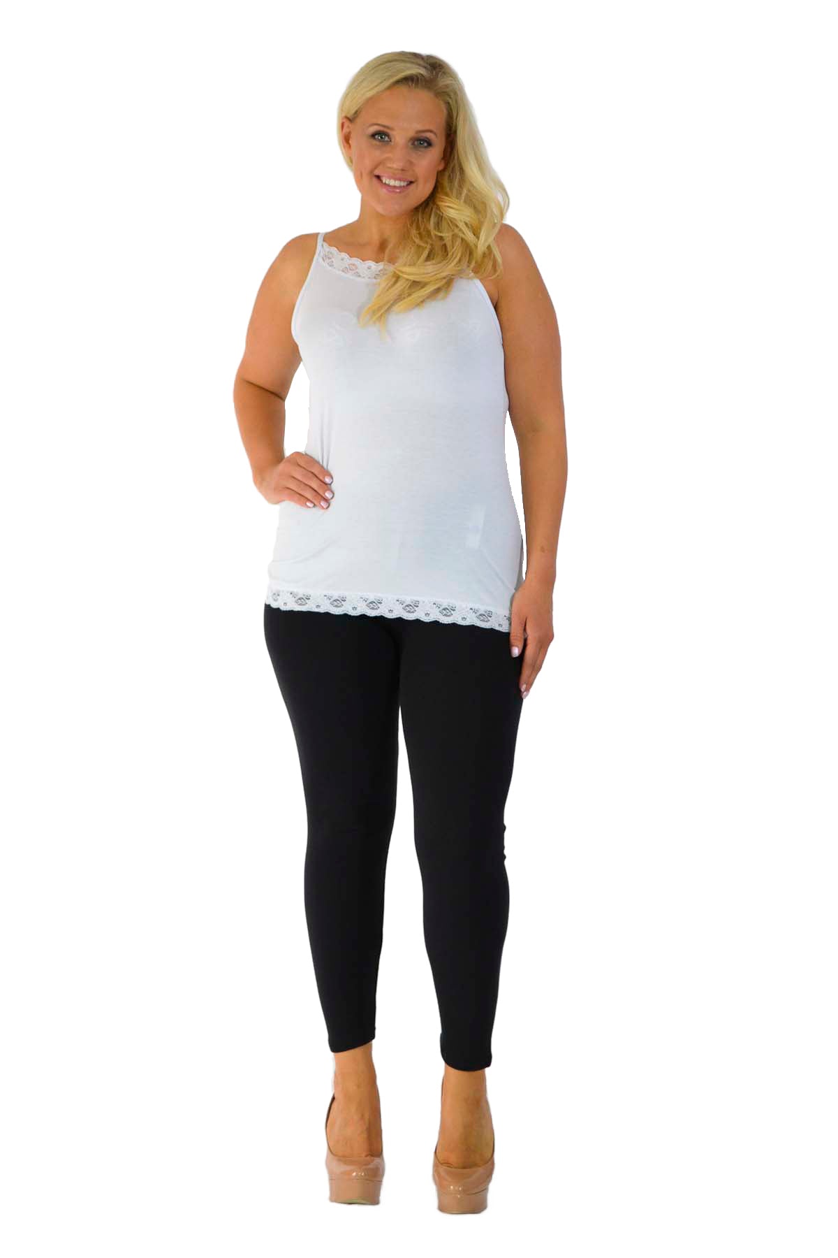 Khaki Green Plus Size Plain Long Leggings For Women 24-26 - Dropwear