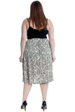 Paisley Stone Plus Size Paisley Stone Print Midi Skirt For Women 28-30 - Dropwear
