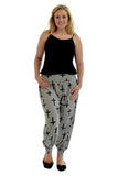 Dark Grey Cross Plus Size Cross Print Harem Trousers For Women 24-26 - Dropwear