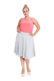 Black Flared Elastic Waist Skater Skirt For Women 22-24 - Dropwear