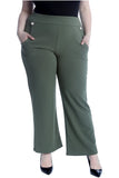 Plus Button Embellished Pocket Palazzo Trousers For Women  - Dropwear