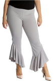 Plus Size Frill Asymmetric Hem Plain Trousers For Women  - Dropwear