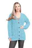 Cream Cable Knitted Button Cardigan For Women 8-10 - Dropwear